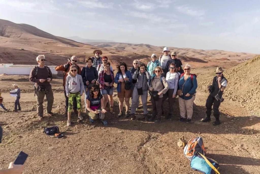 Group of geologists on the 13-Day Morocco Fossil and Mineral Tour from Marrakech exploring fossil sites